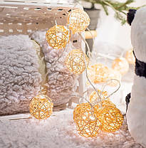 Новорічна гірлянда, RATTAN BALLS, 2,20 Метрів, фото 3