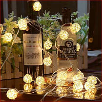 Новорічна гірлянда, RATTAN BALLS, 2,20 Метрів, фото 5