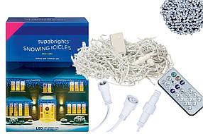 Новорічна гірлянда Бахрома 200 LED, Білий холодний світ + Пульт 9 м