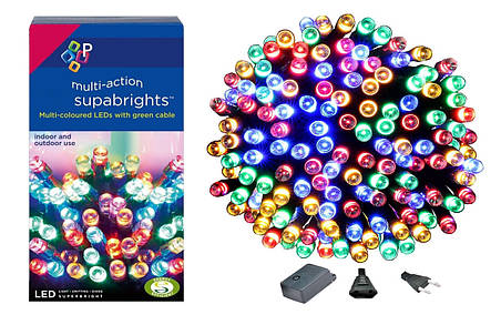 Новорічна гірлянда 500 LED, IP44, Довжина 38 М, Різнобарвний світ, фото 1