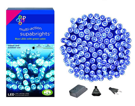 Новорічна гірлянда 300 LED, IP44, Довжина 24 М, Блакитний світло, фото 1