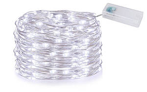 Новорічна гірлянда 100 LED, На прозорому проводі, Білий холодний світ, 9м, фото 1