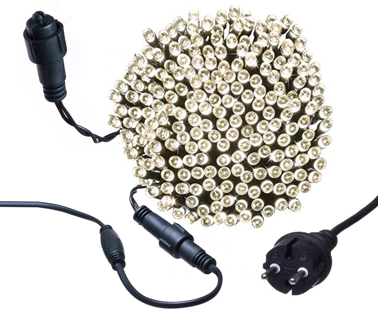 Новорічна гірлянда 1000 LED, Довжина 67m, Білий теплий світло,Кабель 2,2 мм