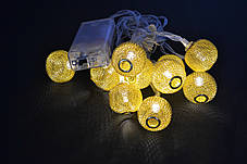 Новорічна гірлянда 10 LED, Білий теплий елый світло, на пальчикових батарейках, фото 4
