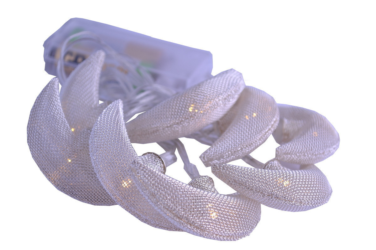 Новорічна гірлянда "Місяць" 8 LED, Білий теплий світло, що на пальчикових батарейках