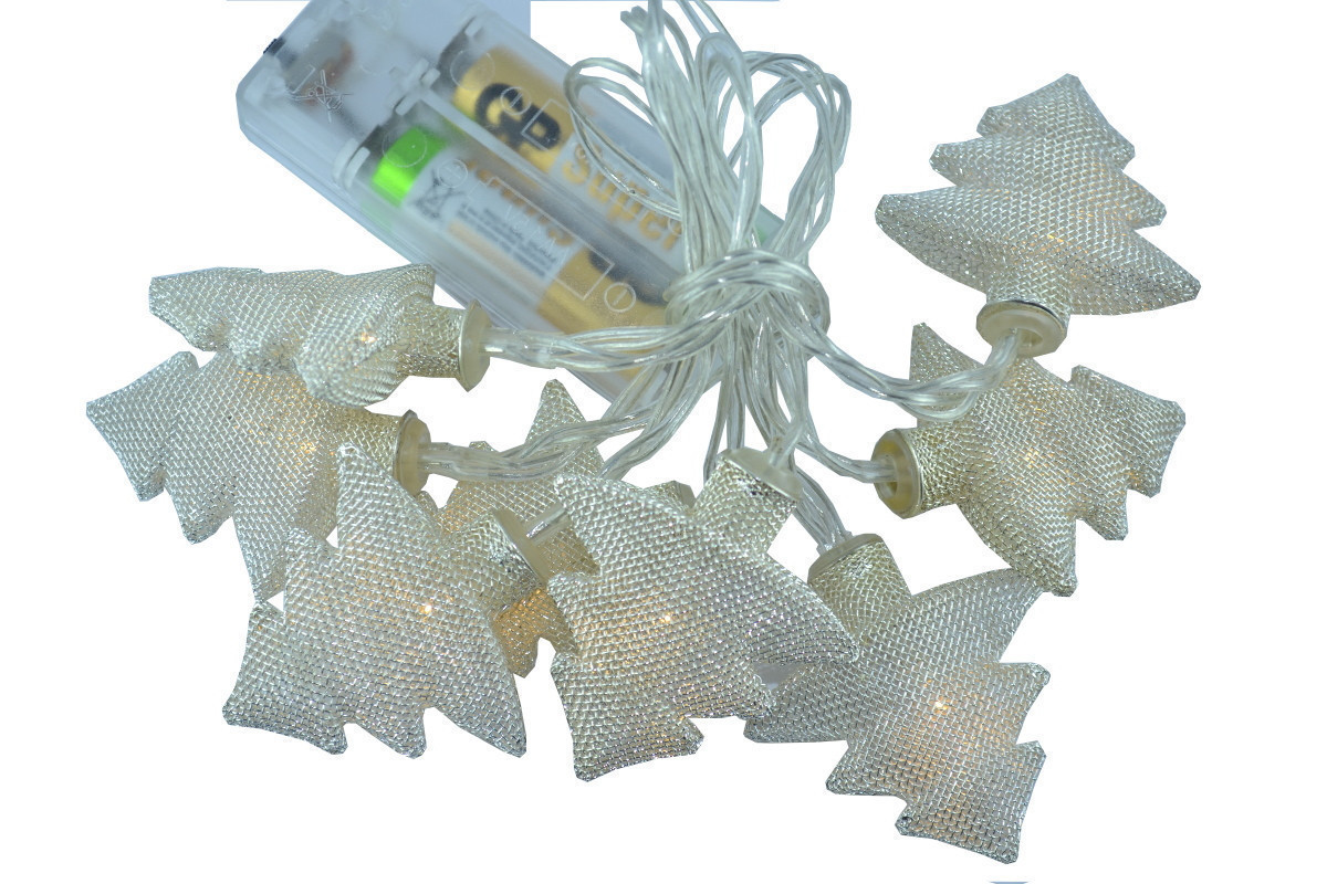 Новорічна гірлянда "Ялинки" 8 LED, Білий теплий світло, що на пальчикових батарейках
