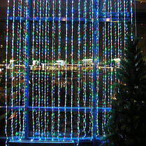 Гірлянда штора 3x6 м 600 LED синій, червоний, жовтий, зелений, фото 4