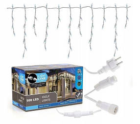 Новорічна гірлянда бахрома 23,5 м 500 LED (Синій з холодною білою спалахом)