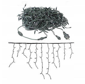 Новорічна гірлянда бахрома 12 м 300 LED (Холодний білий з синім спалахом)