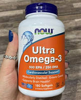 Жирные кислоты Омега 3 NOW Ultra Omega-3 180 капс рыбий жир