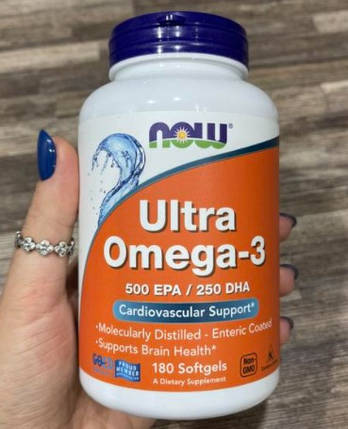 Жирні кислоти Омега 3 NOW Ultra Omega-3 180 кап риб'ячий жир, фото 2