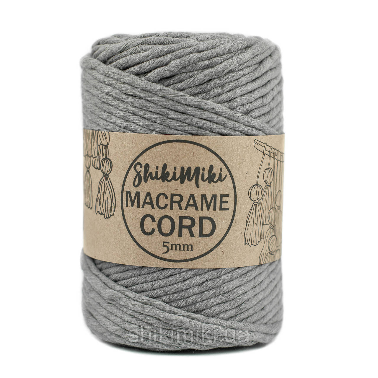 Еко шнур Macrame Cord 5 mm, колір Сірий