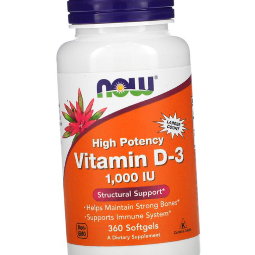 Вітаміни Д NOW Foods Vitamin D-3 1,000 IU 360 гел капс
