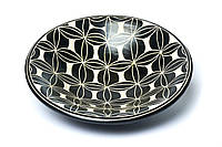 Фруктовница керамическая черно-белая "Цветок жизни",диаметр 30 см