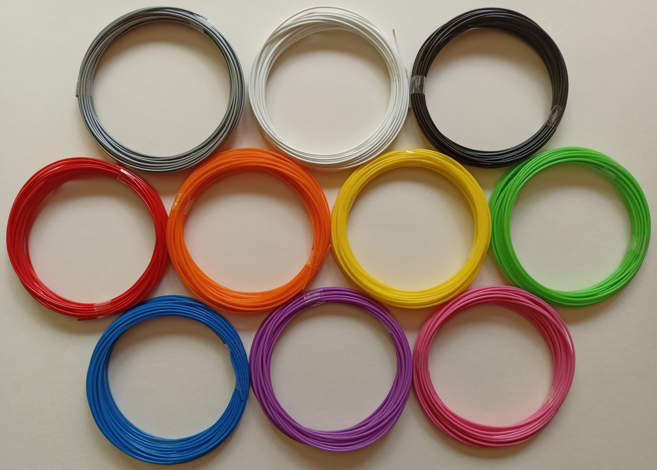 Эко пластик PLA 100 метров (10 цветов по 10м) для 3D-ручки 1.75 мм - фото 2 - id-p1493108072