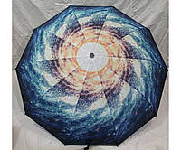 Зонт-полуавтомат женский Антиветер 3 сложения S.L. Космос Голубой