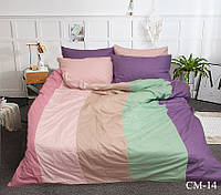 Сатиновое постельное белье цветное, люкс качество, евро размер Color mix CM-14