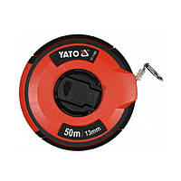 Рулетка измерительная стальная YATO: L = 50 м, b = 13 мм, ручное сматывания, закрытый корпус