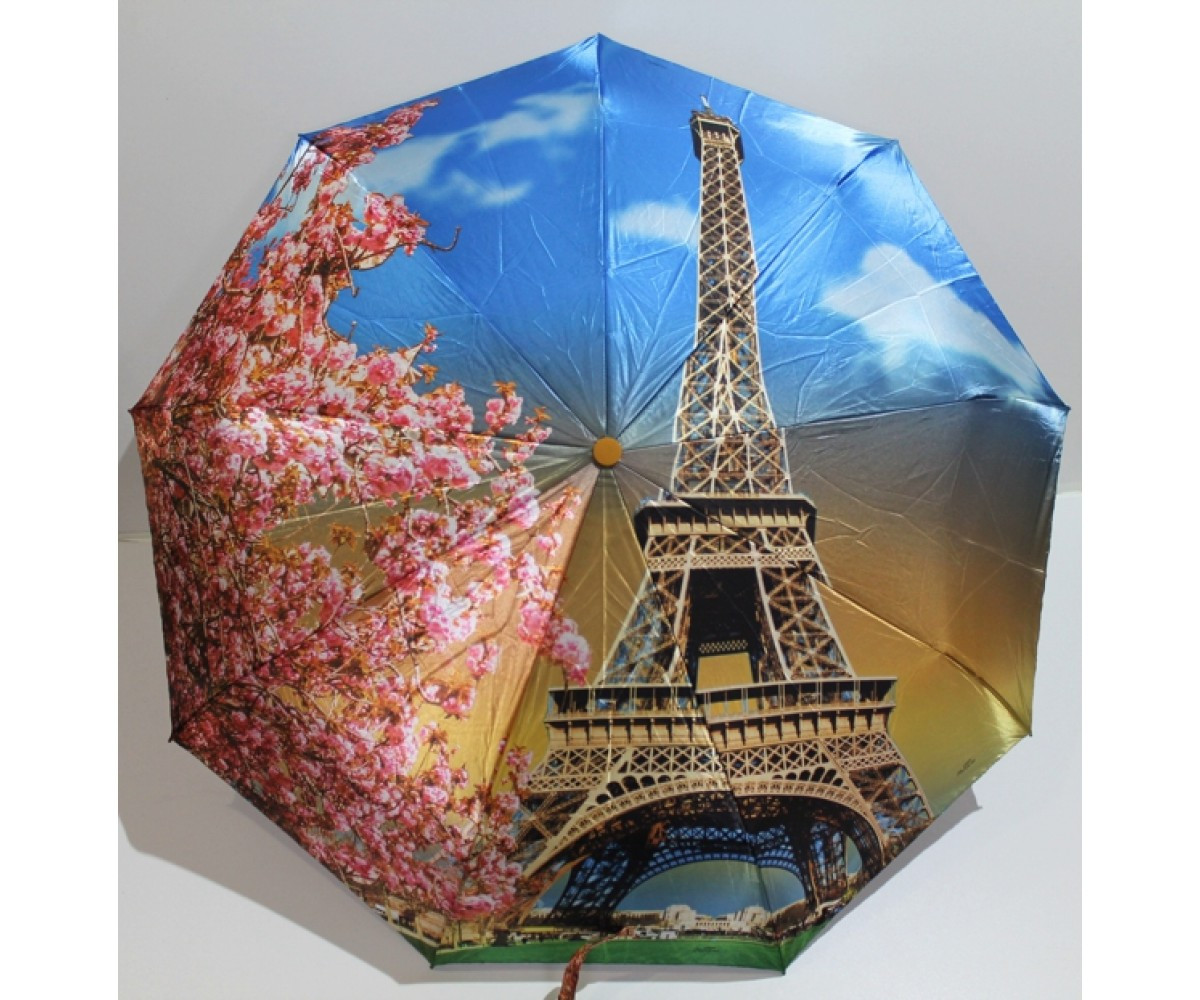 Жіноча парасолька автомат Антивітер 9 спиць Romit Париж