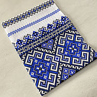 Вафельний рушник блакитний з українським орнаментом 45х70 см