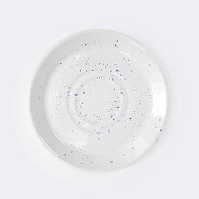 Блюдце белое в точку 15.5 см, Ультрамарин (Manna Ceramics) 4031-03