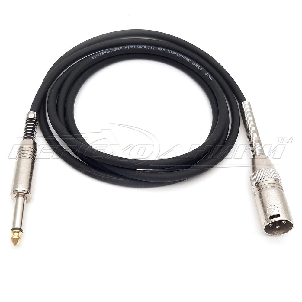 Кабель 6.3 моно на роз'єм XLR 3 Pin у екрані (тато), пружина, преміум