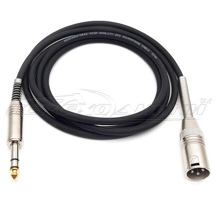 Кабель 6.3 стерео на роз'єм XLR 3 Pin у екрані (тато), пружина, преміум, фото 1