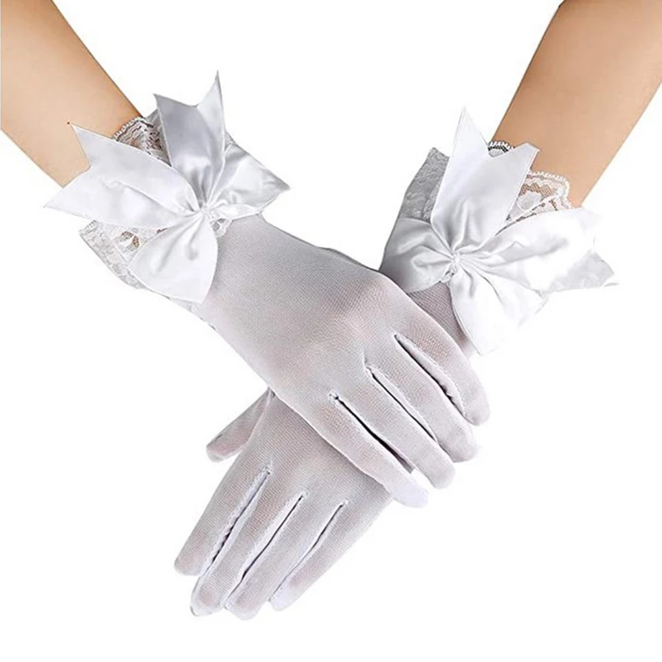 Красивые перчатки белые с бантиком - фото 1 - id-p1493146732