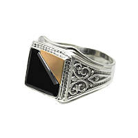 Мужской серебряный перстень Хигиз с золотой вставкой и Ониксом