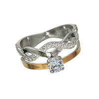 Женское серебряное кольцо Мирцелла с золотыми вставками