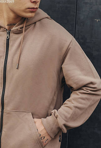 Толстовка Staff light brown zip basic oversize світло-коричневий KKK0569, фото 2