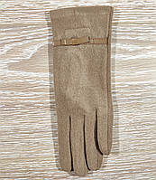 Тонкие светло-коричневые осенне-весенние сенсорные перчатки с тонкой полоской