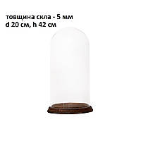 Колба стеклянная декоративная Shishi "Колба на круглой деревянной основе", прозрачная; d 20 см, h 42 см