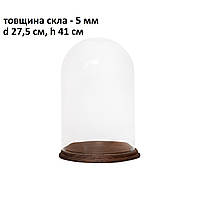 Колба стеклянная декоративная Shishi "Колба на круглой деревянной основе", прозрачная; d 27,5 см, h 41 см