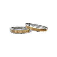 (Пара) Серебряные обручальные кольца Богема с золотыми вставками