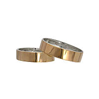 (Пара) Серебряные обручальные кольца Американка с золотыми вставками