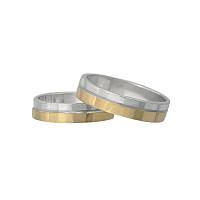 (Пара) Серебряные обручальные кольца с золотыми вставками