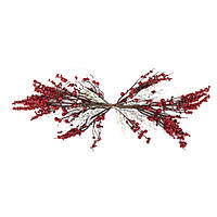 Новогодняя декоративная композиция, двухсторонняя ветка "Зимние ягоды" красно-белый цвет 69х20 см