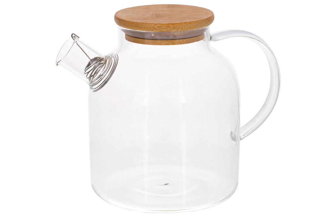Скляний заварювальний чайник з бамбуковою кришкою, 1.5 л BonaDi 599-104