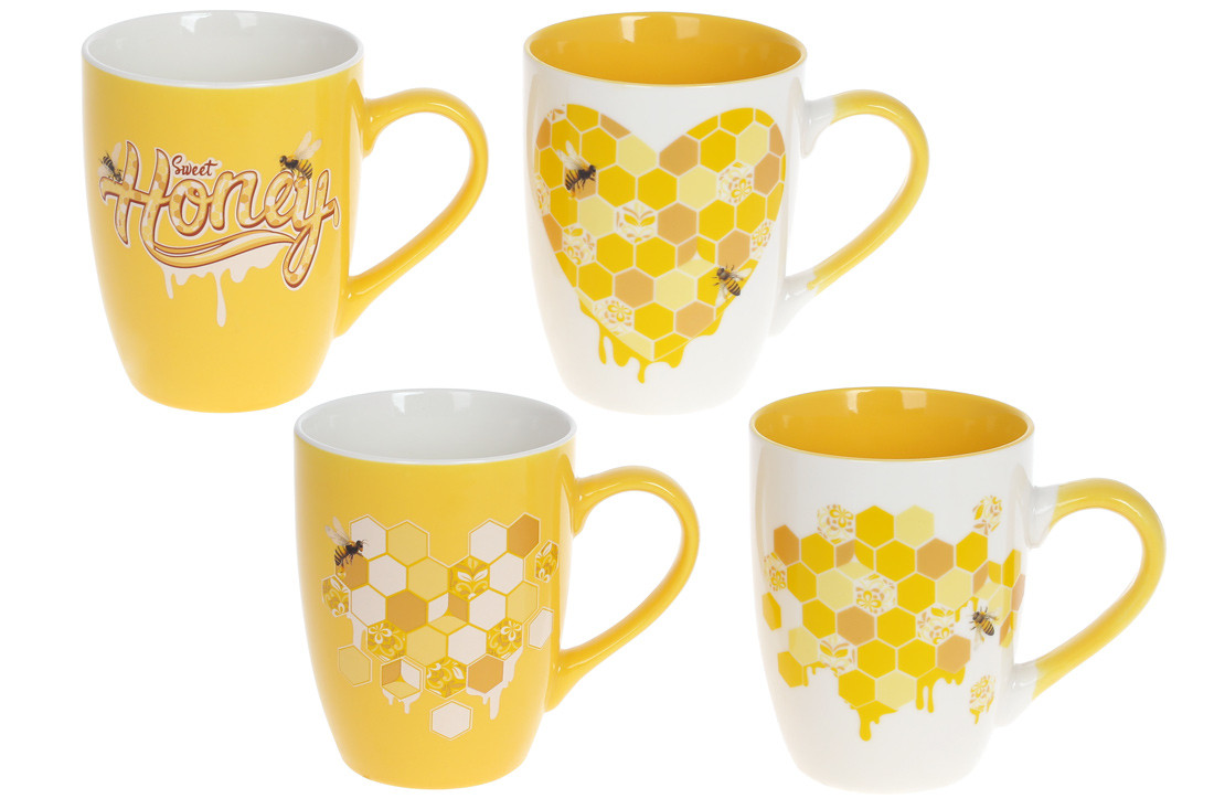 Кружка порцеляновий Sweet Honey, 360мл, 4 дизайну BonaDi 905-203