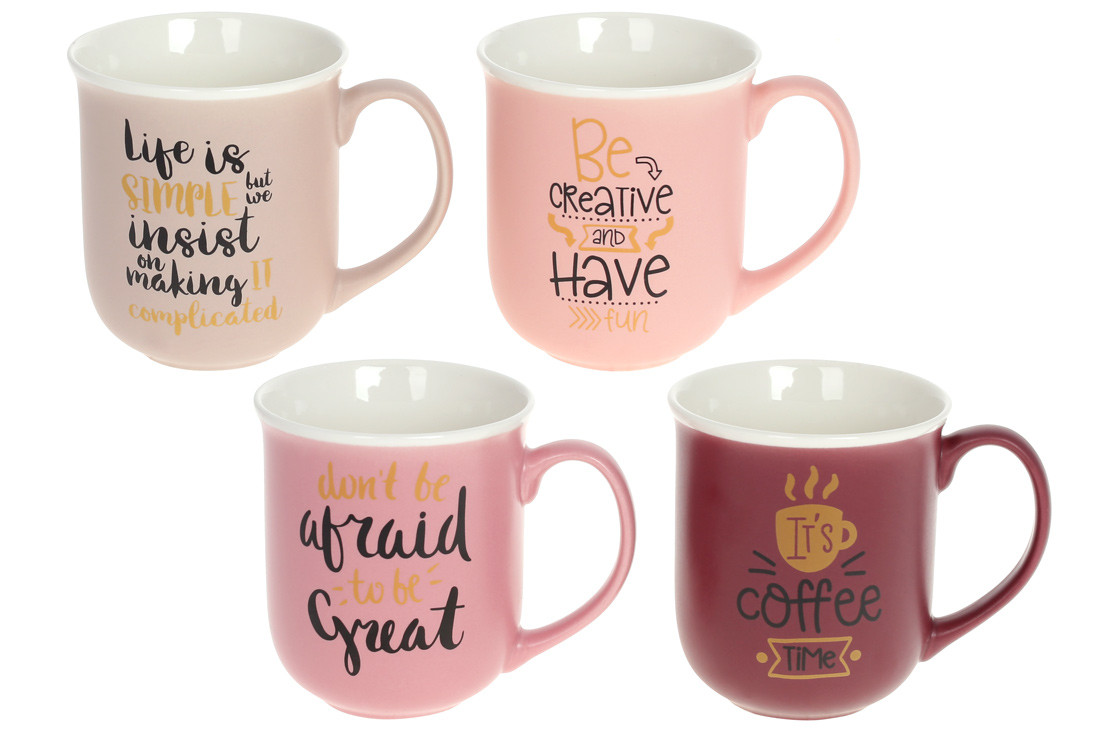 Кружка порцеляновий Coffe, 380мл, 4 дизайну BonaDi 905-212