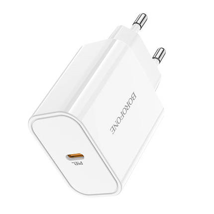 Адаптер мережевий BOROFONE BA57A Easy Speed Type-C, 20W, 3A, білий, фото 3