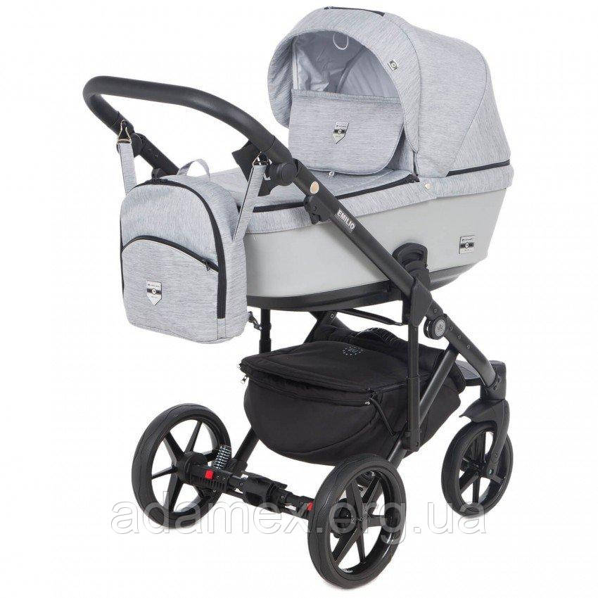 Коляска 2 в 1 Adamex Emilio EM-257 сіра тканина, сіра шкіра