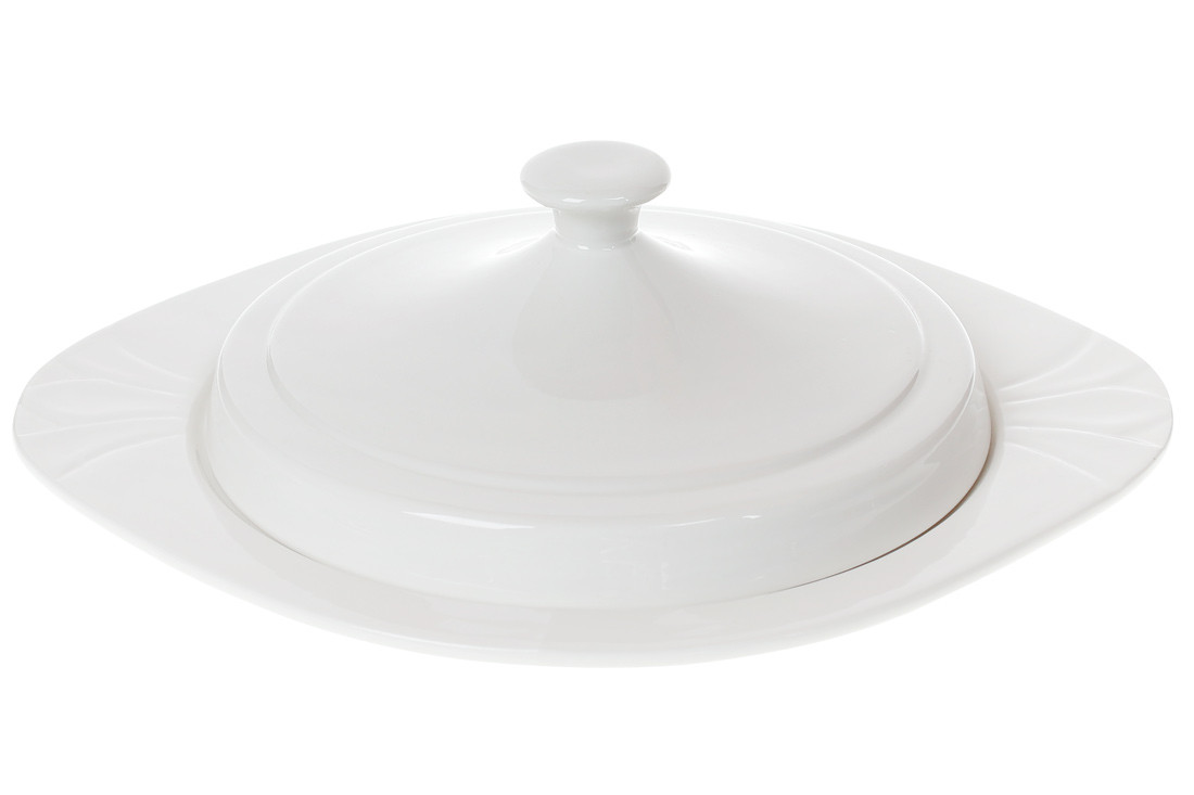 Порцелянове Блюдо для млинців 25см з кришкою, колір - білий BonaDi 988-248, фото 1