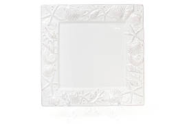Керамічне Блюдо квадратне 26см Морські мотиви, колір - білий BonaDi 545-374