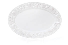 Керамічне Блюдо овальне 34см Морські мотиви, колір - білий BonaDi 545-377