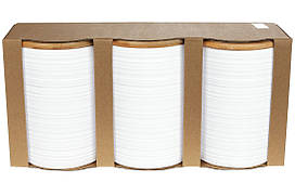 Набір (3шт) керамічних банок 800мл з бамбуковими кришками з об'ємним малюнком Лінії, колір - білий BonaDi