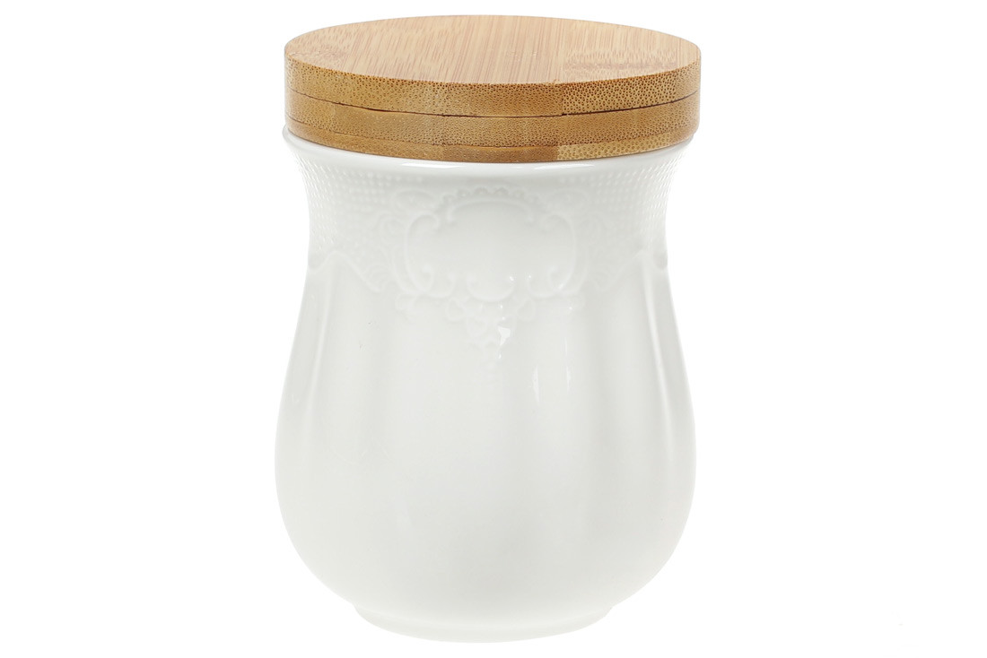 Банку порцеляновий для сипких продуктів з бамбуковою кришкою Naturel, 450мл BonaDi 289-309