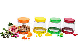 Банку з кришкою асортименті кольорів SUGAR 1000мл, 4 види BonaDi 279-111