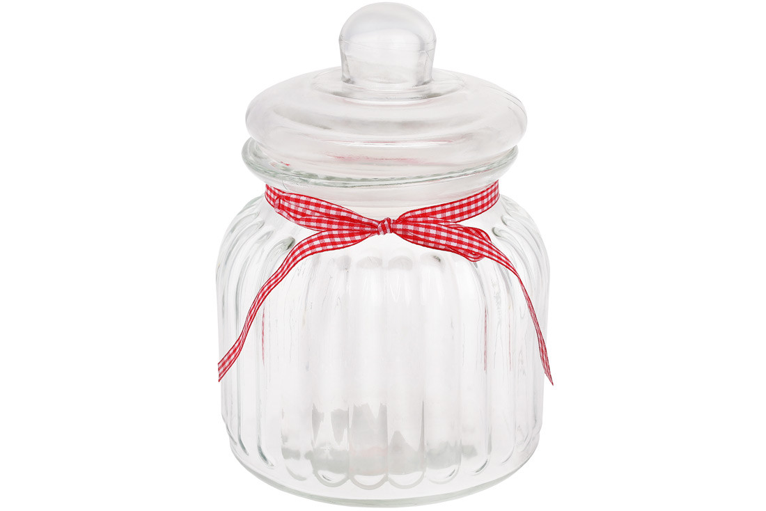 Банку з кришкою декорована тасьмою середня 1600мл BonaDi 279-120
